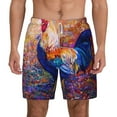 thumbnail image 1 of Lsque Mens Swim Trunks Rooster Oil Painting Pattern - Bathing Suit Compression Liner - Beach Swim Shorts Swimwear - (S-3XL) - Stretch Quick Dry -3X-Large, 1 of 9