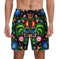 thumbnail image 1 of Lsque Mens Swim Trunks Roosters and Flowers Pattern - Bathing Suit Compression Liner - Beach Swim Shorts Swimwear - (S-3XL) - Stretch Quick Dry -Small, 1 of 9