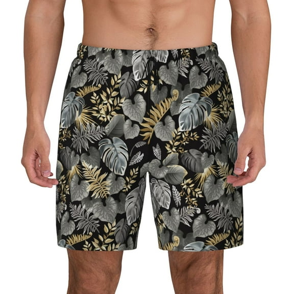Lsque Mens Swim Trunks Rose Flowers Pattern - Bathing Suit Compression Liner - Beach Swim Shorts Swimwear - (S-3XL) - Stretch Quick Dry -Small