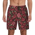 thumbnail image 1 of Lsque Mens Swim Trunks Rose Flowers Pattern - Bathing Suit Compression Liner - Beach Swim Shorts Swimwear - (S-3XL) - Stretch Quick Dry -XX-Large, 1 of 9