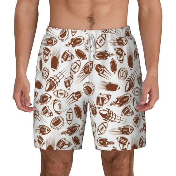 Lsque Mens Swim Trunks Rugby Style Pattern - Bathing Suit Compression Liner - Beach Swim Shorts Swimwear - (S-3XL) - Stretch Quick Dry -Large