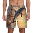 thumbnail image 1 of Lsque Mens Swim Trunks Sailing Dancing Dolphin Pattern - Bathing Suit Compression Liner - Beach Swim Shorts Swimwear - (S-3XL) - Stretch Quick Dry -Large, 1 of 9