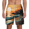thumbnail image 1 of Lsque Mens Swim Trunks Serene Ocean Sunset Pattern - Bathing Suit Compression Liner - Beach Swim Shorts Swimwear - (S-3XL) - Stretch Quick Dry -X-Large, 1 of 9