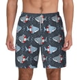thumbnail image 1 of Lsque Mens Swim Trunks Shark Wearing Swim Ring Pattern - Bathing Suit Compression Liner - Beach Swim Shorts Swimwear - (S-3XL) - Stretch Quick Dry -XX-Large, 1 of 9