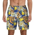 thumbnail image 1 of Lsque Mens Swim Trunks Sicilian Style Pattern - Bathing Suit Compression Liner - Beach Swim Shorts Swimwear - (S-3XL) - Stretch Quick Dry -Large, 1 of 9