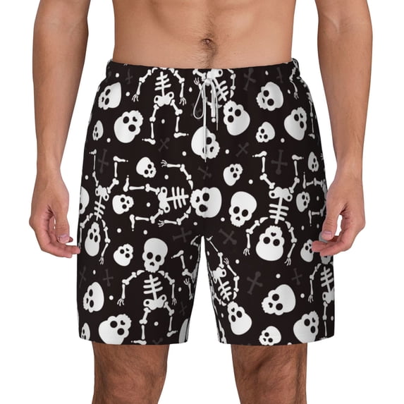 Lsque Mens Swim Trunks Skeleton Pattern - Bathing Suit Compression Liner - Beach Swim Shorts Swimwear - (S-3XL) - Stretch Quick Dry -XX-Large