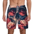 thumbnail image 1 of Lsque Mens Swim Trunks Skull With Roses And Sunglasses Pattern - Bathing Suit Compression Liner - Beach Swim Shorts Swimwear - (S-3XL) - Stretch Quick Dry -XX-Large, 1 of 9