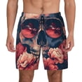 thumbnail image 1 of Lsque Mens Swim Trunks Skull With Roses And Sunglasses Pattern - Bathing Suit Compression Liner - Beach Swim Shorts Swimwear - (S-3XL) - Stretch Quick Dry -XX-Large, 1 of 9