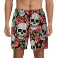 thumbnail image 1 of Lsque Mens Swim Trunks Skull and Roses Pattern - Bathing Suit Compression Liner - Beach Swim Shorts Swimwear - (S-3XL) - Stretch Quick Dry -X-Large, 1 of 9