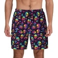 thumbnail image 1 of Lsque Mens Swim Trunks Skull mushroom rainbow color Pattern - Bathing Suit Compression Liner - Beach Swim Shorts Swimwear - (S-3XL) - Stretch Quick Dry -XX-Large, 1 of 1