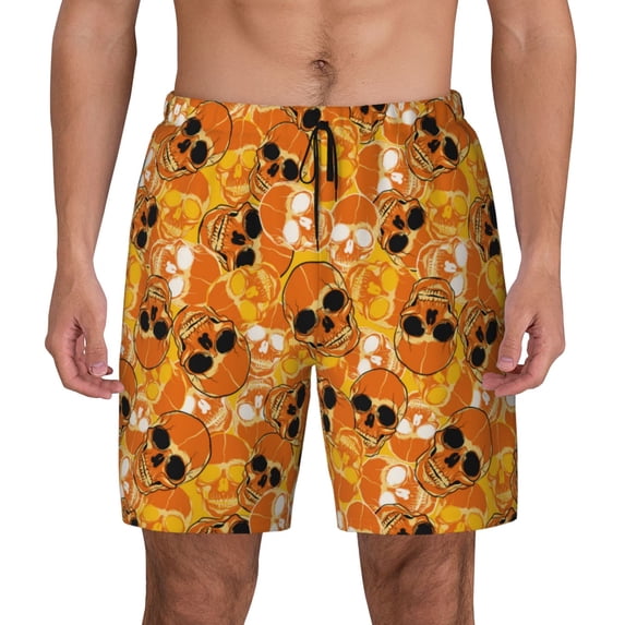 Lsque Mens Swim Trunks Skulls Pattern - Bathing Suit Compression Liner - Beach Swim Shorts Swimwear - (S-3XL) - Stretch Quick Dry -X-Large