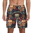 thumbnail image 1 of Lsque Mens Swim Trunks Skulls and Flowers Pattern - Bathing Suit Compression Liner - Beach Swim Shorts Swimwear - (S-3XL) - Stretch Quick Dry -Small, 1 of 9