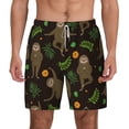 thumbnail image 1 of Lsque Mens Swim Trunks Sloth Doing Yoga Pattern - Bathing Suit Compression Liner - Beach Swim Shorts Swimwear - (S-3XL) - Stretch Quick Dry -Large, 1 of 9
