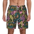 thumbnail image 1 of Lsque Mens Swim Trunks Snake And Flower Pattern - Bathing Suit Compression Liner - Beach Swim Shorts Swimwear - (S-3XL) - Stretch Quick Dry -3X-Large, 1 of 9