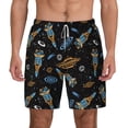 thumbnail image 1 of Lsque Mens Swim Trunks Space Rocket Pattern - Bathing Suit Compression Liner - Beach Swim Shorts Swimwear - (S-3XL) - Stretch Quick Dry -Small, 1 of 9