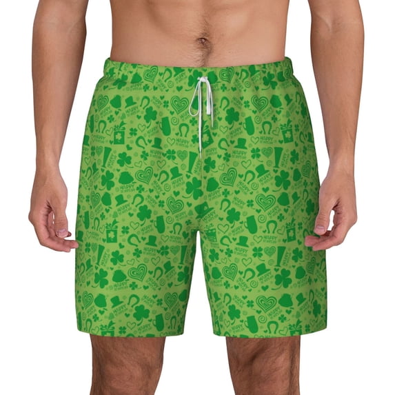 Lsque Mens Swim Trunks St Patrick's Day Pattern - Bathing Suit Compression Liner - Beach Swim Shorts Swimwear - (S-3XL) - Stretch Quick Dry -X-Large
