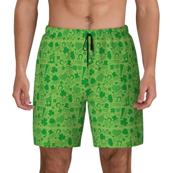 Lsque Mens Swim Trunks St Patrick's Day Pattern - Bathing Suit Compression Liner - Beach Swim Shorts Swimwear - (S-3XL) - Stretch Quick Dry -XX-Large