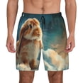 thumbnail image 1 of Lsque Mens Swim Trunks Starry Sky Cloud Cute Rabbit Pattern - Bathing Suit Compression Liner - Beach Swim Shorts Swimwear - (S-3XL) - Stretch Quick Dry -Large, 1 of 9