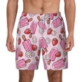 thumbnail image 1 of Lsque Mens Swim Trunks Strawberry Popsicle Pattern - Bathing Suit Compression Liner - Beach Swim Shorts Swimwear - (S-3XL) - Stretch Quick Dry -Large, 1 of 9