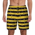 thumbnail image 1 of Lsque Mens Swim Trunks Striped With Bees Pattern - Bathing Suit Compression Liner - Beach Swim Shorts Swimwear - (S-3XL) - Stretch Quick Dry -XX-Large, 1 of 9