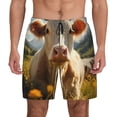 thumbnail image 1 of Lsque Mens Swim Trunks Sunflower Cow Pasture Pattern - Bathing Suit Compression Liner - Beach Swim Shorts Swimwear - (S-3XL) - Stretch Quick Dry -Medium, 1 of 9