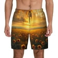 thumbnail image 1 of Lsque Mens Swim Trunks Sunflower Sunset Rainfall Pattern - Bathing Suit Compression Liner - Beach Swim Shorts Swimwear - (S-3XL) - Stretch Quick Dry -Small, 1 of 9