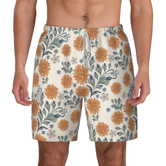 Lsque Mens Swim Trunks Sunflowers 5 Pattern - Bathing Suit Compression Liner - Beach Swim Shorts Swimwear - (S-3XL) - Stretch Quick Dry -Medium