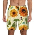 thumbnail image 1 of Lsque Mens Swim Trunks Sunflowers And Butterflies Pattern - Bathing Suit Compression Liner - Beach Swim Shorts Swimwear - (S-3XL) - Stretch Quick Dry -Small, 1 of 9