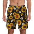 thumbnail image 1 of Lsque Mens Swim Trunks Sunflowers And Bww Pattern - Bathing Suit Compression Liner - Beach Swim Shorts Swimwear - (S-3XL) - Stretch Quick Dry -Small, 1 of 9