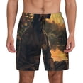 thumbnail image 1 of Lsque Mens Swim Trunks Sunset Meditating Doberman Pattern - Bathing Suit Compression Liner - Beach Swim Shorts Swimwear - (S-3XL) - Stretch Quick Dry -Large, 1 of 9