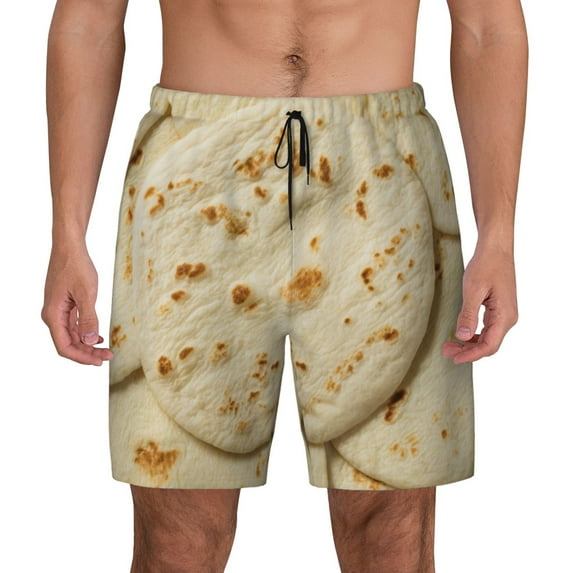 Lsque Mens Swim Trunks Taco Tortillas Pattern - Bathing Suit Compression Liner - Beach Swim Shorts Swimwear - (S-3XL) - Stretch Quick Dry -Small