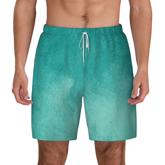 Lsque Mens Swim Trunks Teal Turquoise1 Pattern - Bathing Suit Compression Liner - Beach Swim Shorts Swimwear - (S-3XL) - Stretch Quick Dry -X-Large