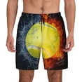 thumbnail image 1 of Lsque Mens Swim Trunks Tennis Ball In Fire And Water Pattern - Bathing Suit Compression Liner - Beach Swim Shorts Swimwear - (S-3XL) - Stretch Quick Dry -XX-Large, 1 of 9