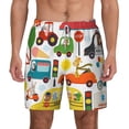 thumbnail image 1 of Lsque Mens Swim Trunks Transports with Animals Pattern - Bathing Suit Compression Liner - Beach Swim Shorts Swimwear - (S-3XL) - Stretch Quick Dry -Small, 1 of 9