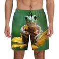 thumbnail image 1 of Lsque Mens Swim Trunks Tree Frog Sitting On Sunflowes Pattern - Bathing Suit Compression Liner - Beach Swim Shorts Swimwear - (S-3XL) - Stretch Quick Dry -Small, 1 of 9