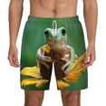 thumbnail image 1 of Lsque Mens Swim Trunks Tree Frog Sitting On Sunflowes Pattern - Bathing Suit Compression Liner - Beach Swim Shorts Swimwear - (S-3XL) - Stretch Quick Dry -XX-Large, 1 of 9