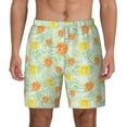 thumbnail image 1 of Lsque Mens Swim Trunks Tree Palms Lemon Pattern - Bathing Suit Compression Liner - Beach Swim Shorts Swimwear - (S-3XL) - Stretch Quick Dry -Large, 1 of 9