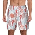 thumbnail image 1 of Lsque Mens Swim Trunks Tropical Corals Seahorse Pattern - Bathing Suit Compression Liner - Beach Swim Shorts Swimwear - (S-3XL) - Stretch Quick Dry -Medium, 1 of 9