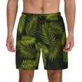 thumbnail image 1 of Lsque Mens Swim Trunks Tropical Palm Leaves Fern Leaf Pattern - Bathing Suit Compression Liner - Beach Swim Shorts Swimwear - (S-3XL) - Stretch Quick Dry -XX-Large, 1 of 9