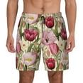 thumbnail image 1 of Lsque Mens Swim Trunks Tulips Flowers Pattern - Bathing Suit Compression Liner - Beach Swim Shorts Swimwear - (S-3XL) - Stretch Quick Dry -3X-Large, 1 of 9