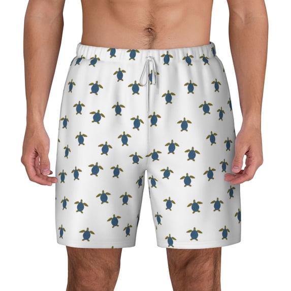 Lsque Mens Swim Trunks Turtle Pattern - Bathing Suit Compression Liner - Beach Swim Shorts Swimwear - (S-3XL) - Stretch Quick Dry -XX-Large