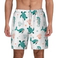 thumbnail image 1 of Lsque Mens Swim Trunks Turtles And Seahorses Pattern - Bathing Suit Compression Liner - Beach Swim Shorts Swimwear - (S-3XL) - Stretch Quick Dry -Small, 1 of 9