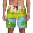 thumbnail image 1 of Lsque Mens Swim Trunks Two Frogs Are Sitting On Water Lilies Pattern - Bathing Suit Compression Liner - Beach Swim Shorts Swimwear - (S-3XL) - Stretch Quick Dry -, 1 of 9