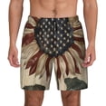 thumbnail image 1 of Lsque Mens Swim Trunks USA Sunflower Flag Pattern - Bathing Suit Compression Liner - Beach Swim Shorts Swimwear - (S-3XL) - Stretch Quick Dry -3X-Large, 1 of 9