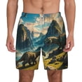 thumbnail image 1 of Lsque Mens Swim Trunks Valley River Dinosaur Pattern - Bathing Suit Compression Liner - Beach Swim Shorts Swimwear - (S-3XL) - Stretch Quick Dry -3X-Large, 1 of 9