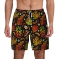 thumbnail image 1 of Lsque Mens Swim Trunks Vintage Autumn Plants Butterfly Pattern - Bathing Suit Compression Liner - Beach Swim Shorts Swimwear - (S-3XL) - Stretch Quick Dry -X-Large, 1 of 9