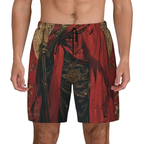 Lsque Mens Swim Trunks Vintage Rose Scepter Skull Pattern - Bathing Suit Compression Liner - Beach Swim Shorts Swimwear - (S-3XL) - Stretch Quick Dry -Small
