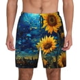 thumbnail image 1 of Lsque Mens Swim Trunks Vintage Starry Sky Sunflower Pattern - Bathing Suit Compression Liner - Beach Swim Shorts Swimwear - (S-3XL) - Stretch Quick Dry -Small, 1 of 9