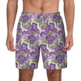 thumbnail image 1 of Lsque Mens Swim Trunks Violets Flowers Pattern - Bathing Suit Compression Liner - Beach Swim Shorts Swimwear - (S-3XL) - Stretch Quick Dry -3X-Large, 1 of 9