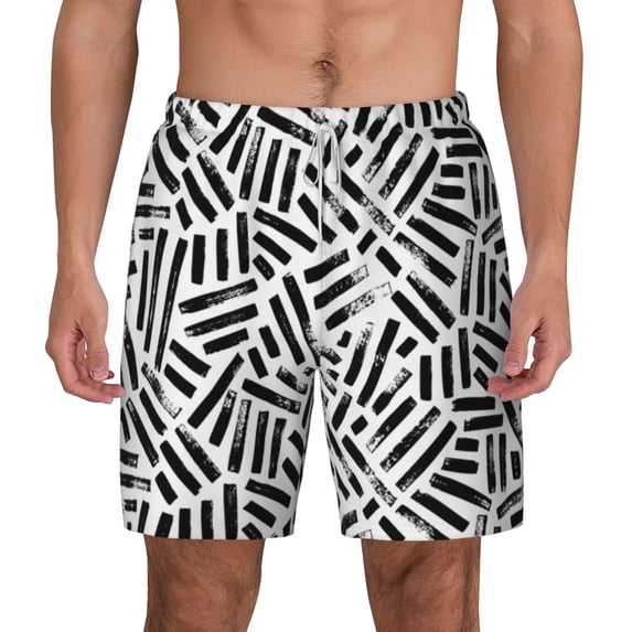 Lsque Mens Swim Trunks Weave Geometric Pattern - Bathing Suit Compression Liner - Beach Swim Shorts Swimwear - (S-3XL) - Stretch Quick Dry -Medium
